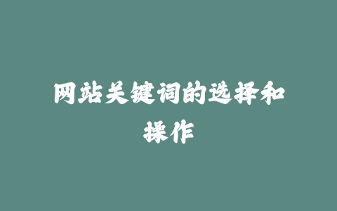 网站关键词的选择和操作_皮站网