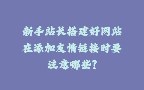 新手站长搭建好网站在添加友情链接时要注意哪些？_皮站网